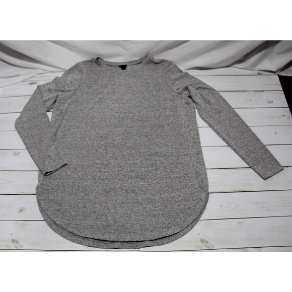 Ann Taylor Women's M Heather Gray Light Weight Tunic Sweater Reflexed Slits LS - Picture 6 of 12